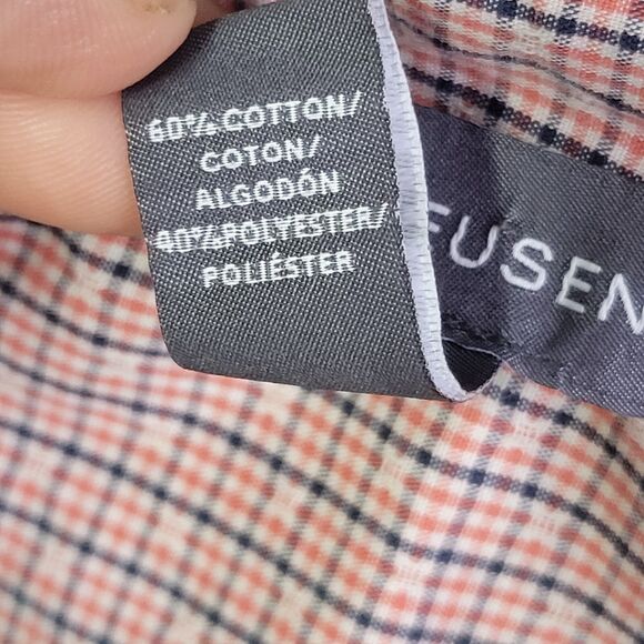 Van Heusen Mens Sz M 15 Red Blue Plaid Short Sleeve Button Down Shirt - Picture 7 of 11